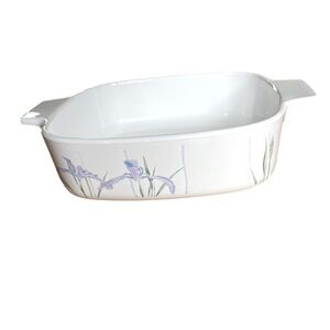 Vintage Corning Ware White Purple Shadow Iris Casserole